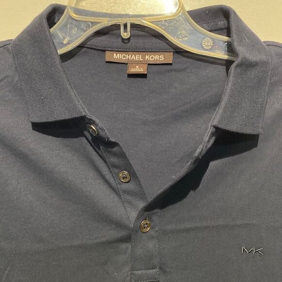 Michael Kors Men's Three Button Placket Cotton Navy Polo Shirt Small - Picture 4 of 10